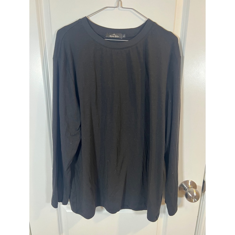 Trendy Queen Womens Long Sleeve Crew Neck Stretch Top Black Size L